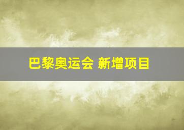 巴黎奥运会 新增项目